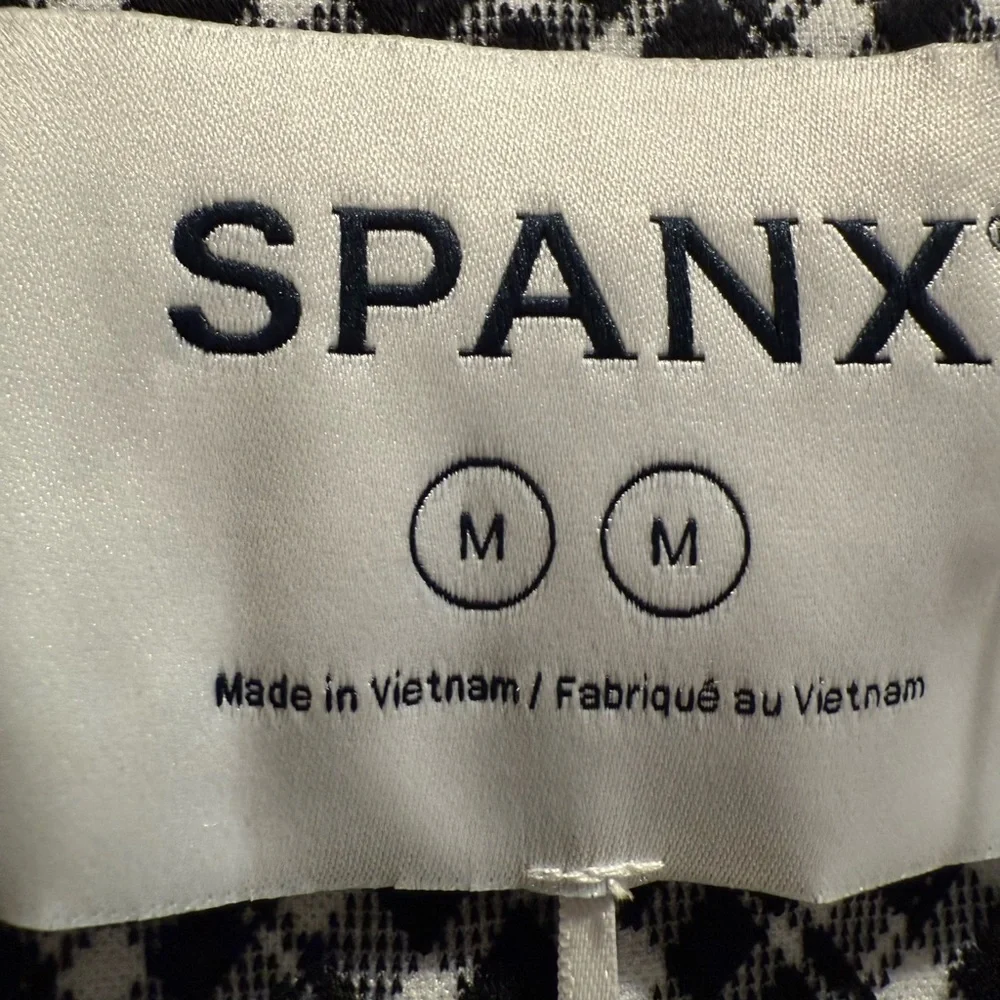 SPANX Ponte Elegant Lady Blazer‎ Jacket Stretch Jacquard Black Plaid Size Medium
